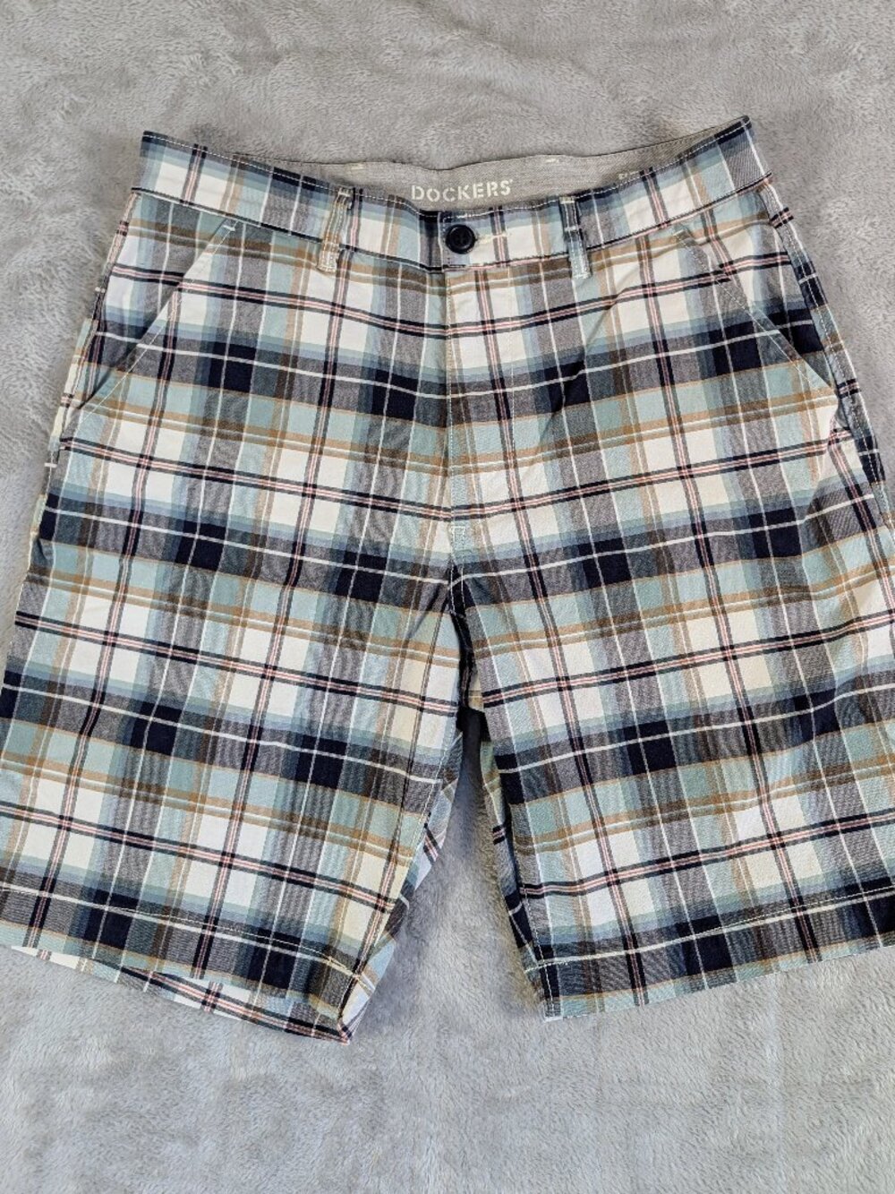 Dockers Flex Comfort Men s Plaid Chino Shorts Size 30 Preppy Collegiate Normcore